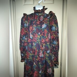 Vintage Oscar de la Renta Victorian Floral Long Sleeve Dress Sz 4